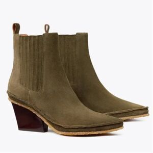 Tory Burch Women's Lila Heeled Ankle Boots Olive- 6.5